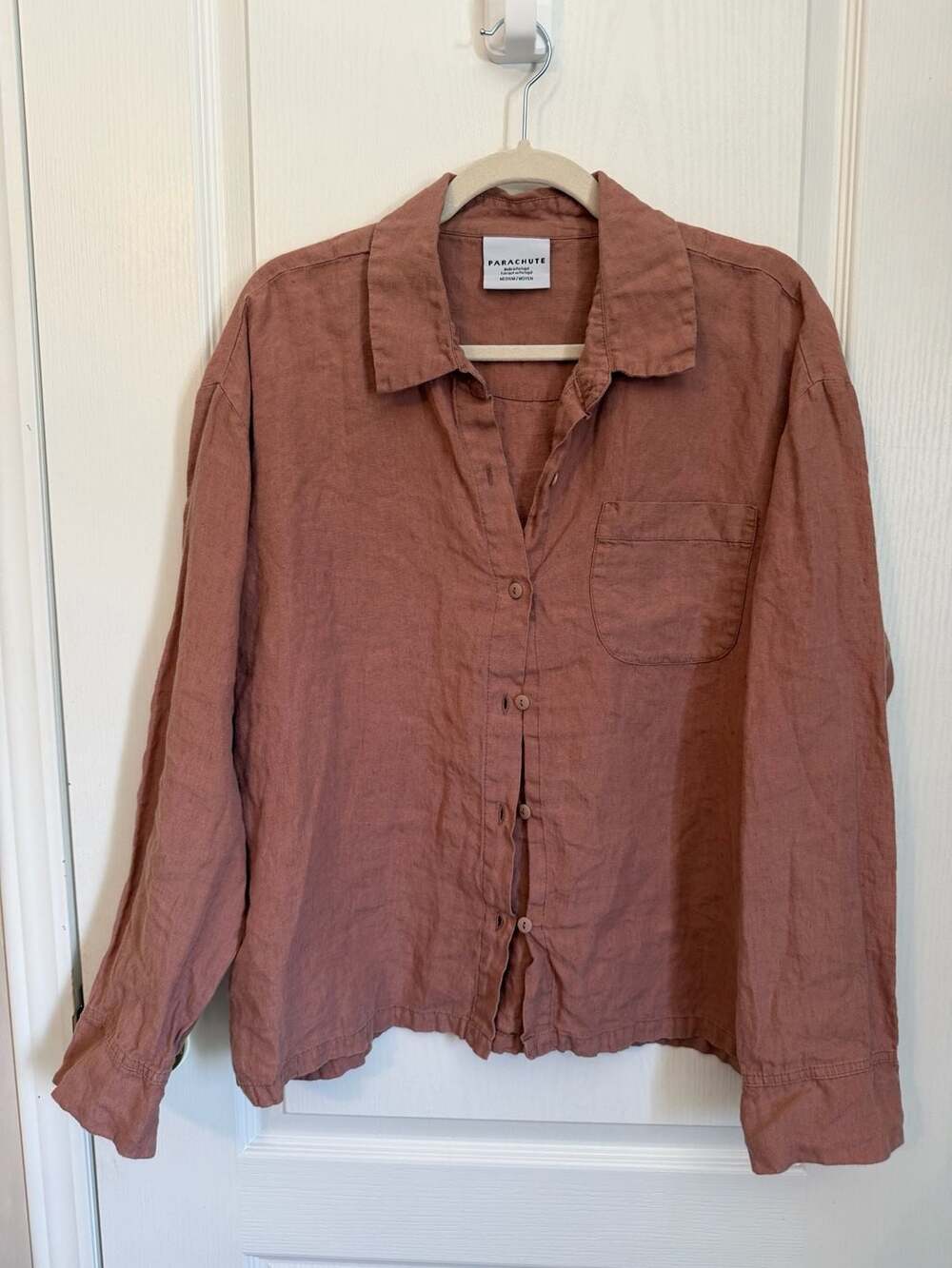 Parachute Linen Shirt Size Medium Dusty Rose Pink Long Sleeve Button Up